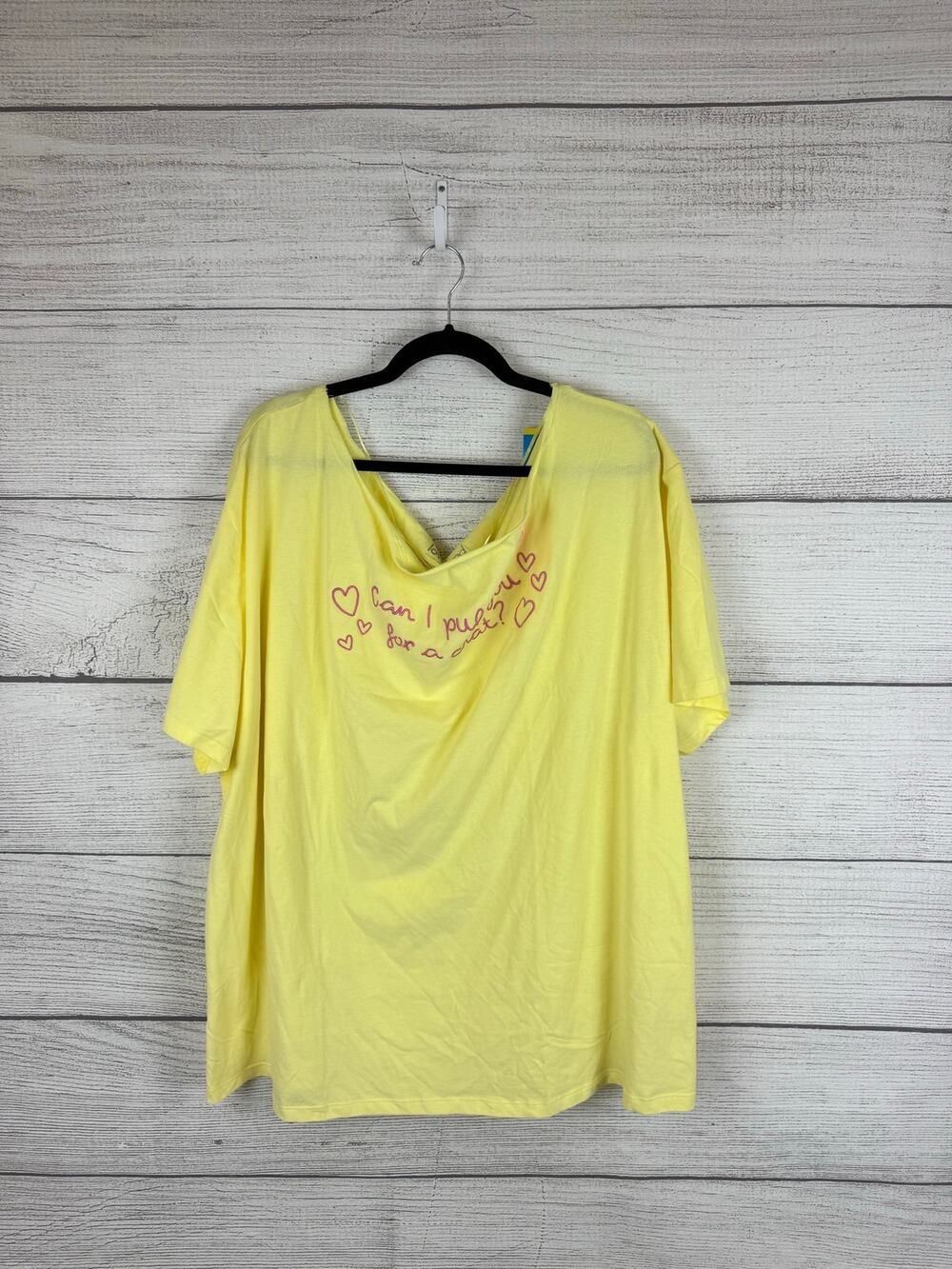 Love Island Yellow & Pink Oversized Off The Shoulder Tee Size 3X